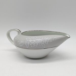 Noritake Sabrina White Grey Silver Floral Ceramic Creamer